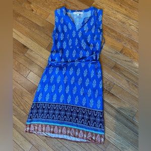 LOFT Petite Border Paisley Tie Waist Dress, Size XXSP